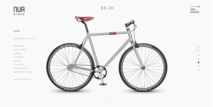 NUA Bikes Innovative scrolling web design trends
